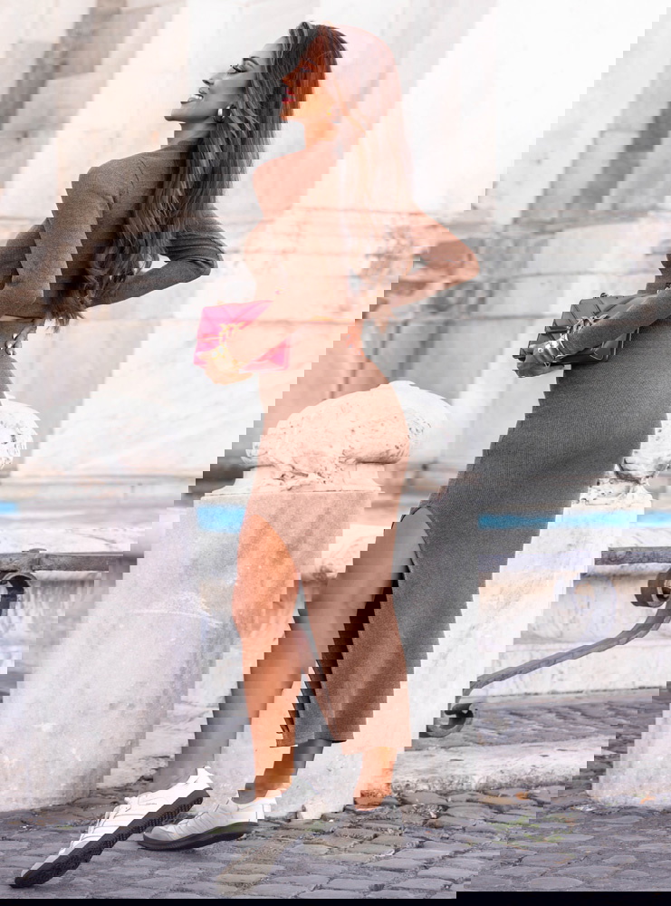 Prążkowany komplet top+spódnica z...