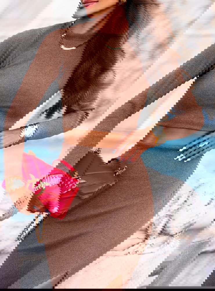 Prążkowany komplet top+spódnica z...