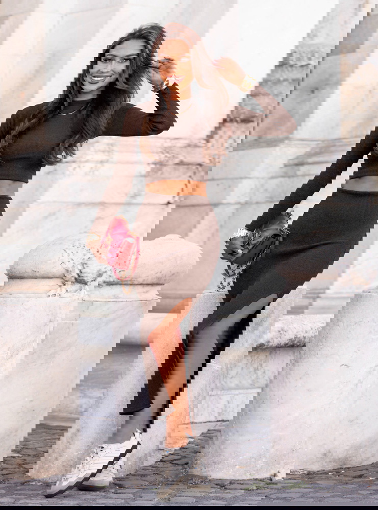 Czekoladowy prążkowany komplet...