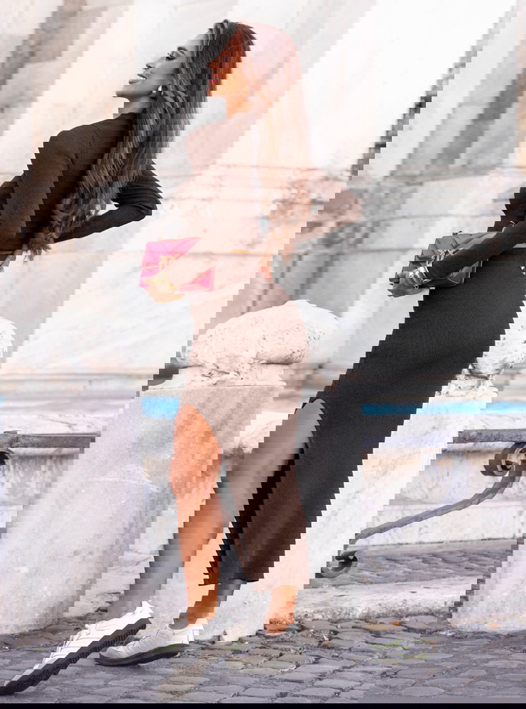 Czekoladowy prążkowany komplet...