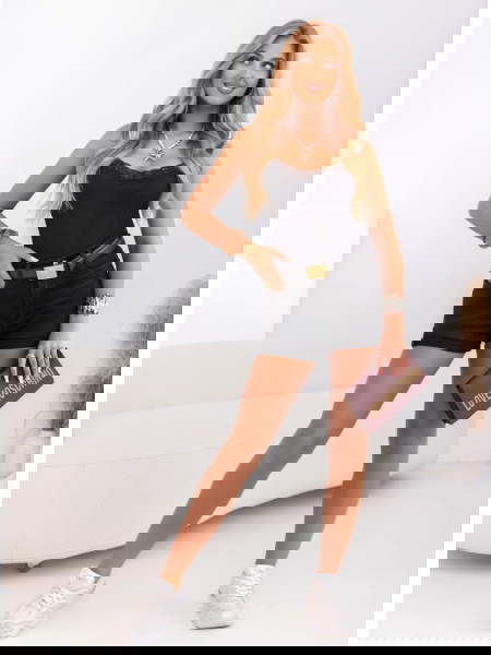 Czarny prążkowany top z... 2