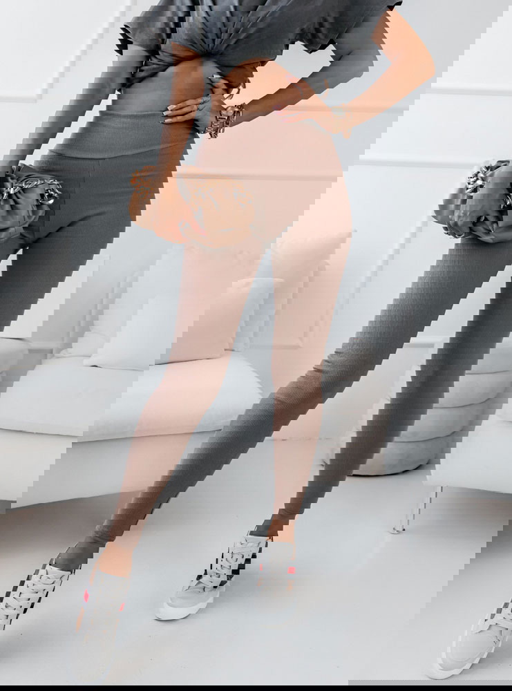 Prążkowane legginsy Stesha - mocha...