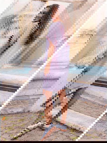 Liliowa muślinowa sukienka... 2