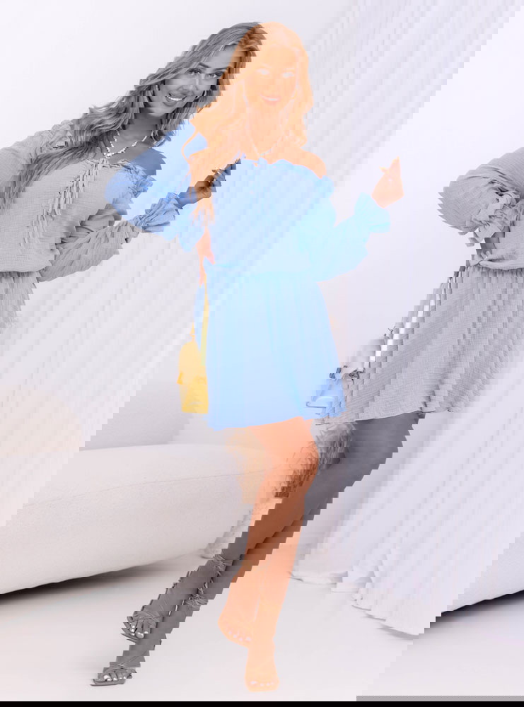 Błękitny muślinowy kombinezon jak...