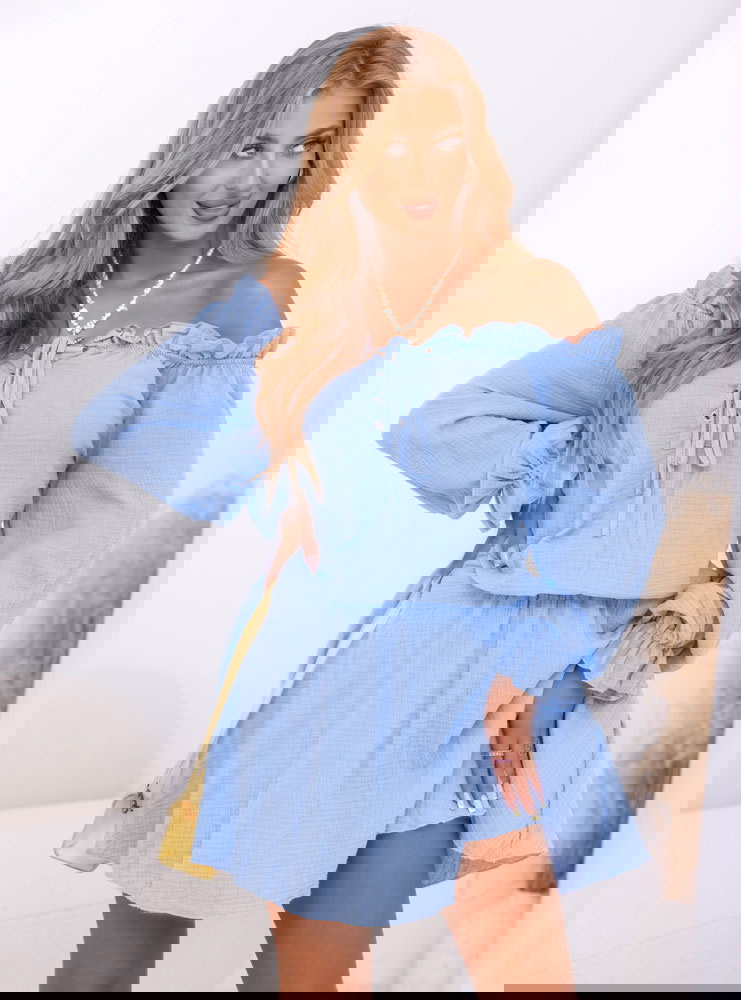 Błękitny muślinowy kombinezon jak...