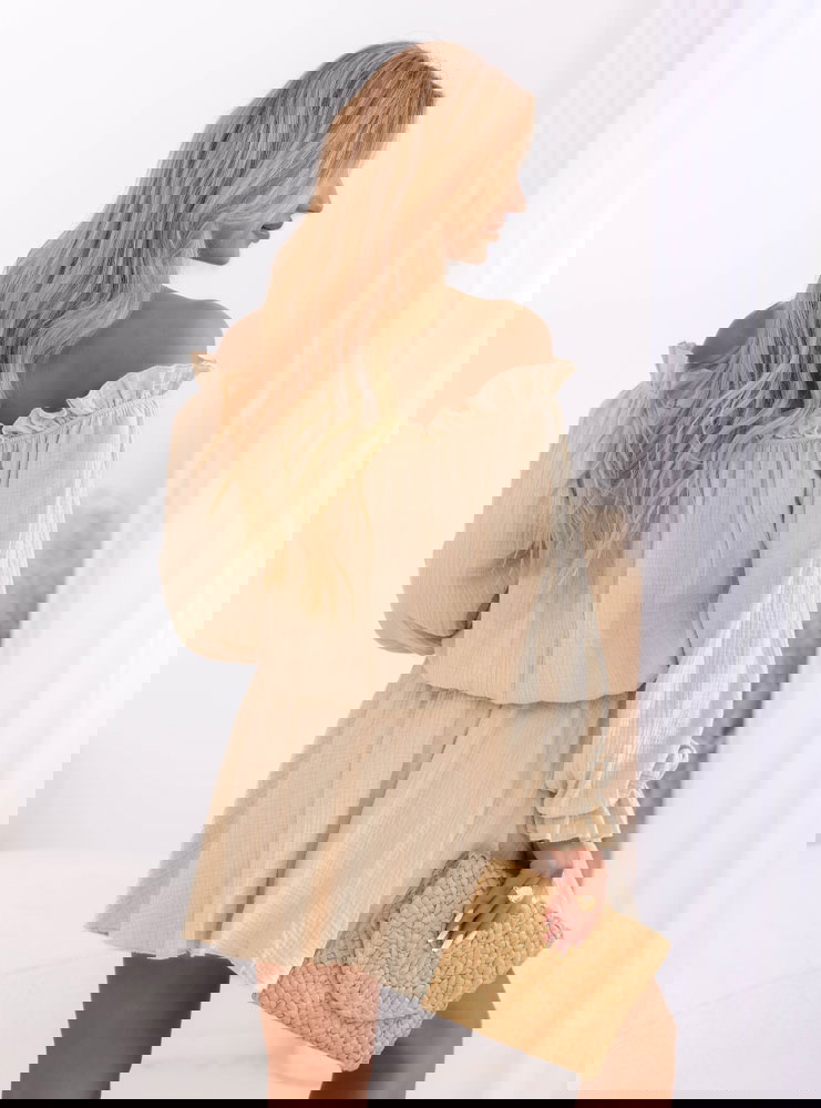 Beżowy muślinowy kombinezon jak...