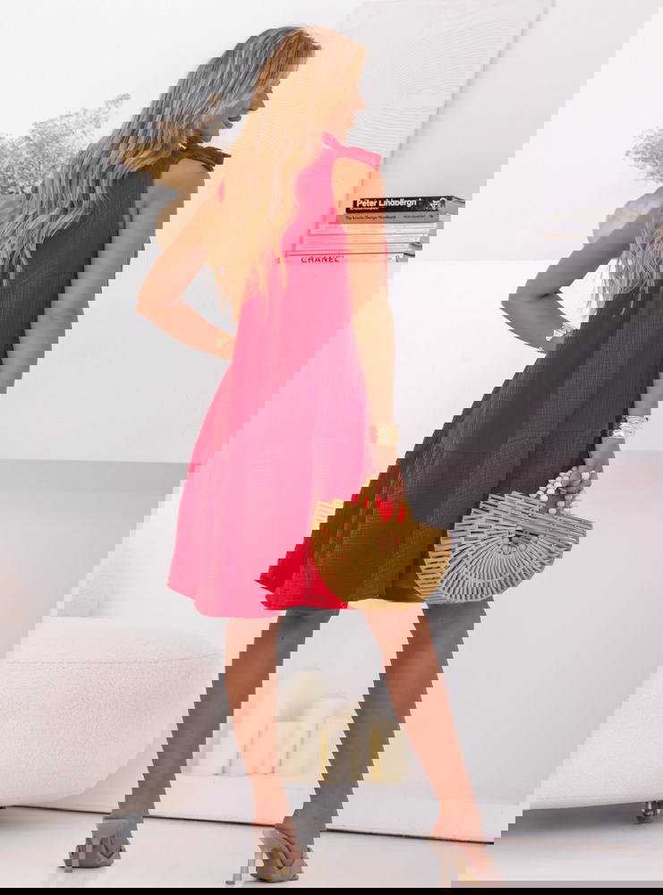 Malinowa muślinowa sukienka mini...