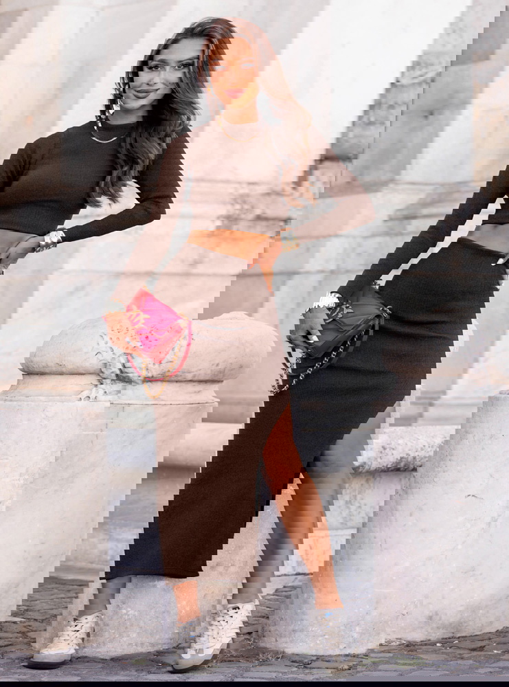 Czekoladowy prążkowany komplet...