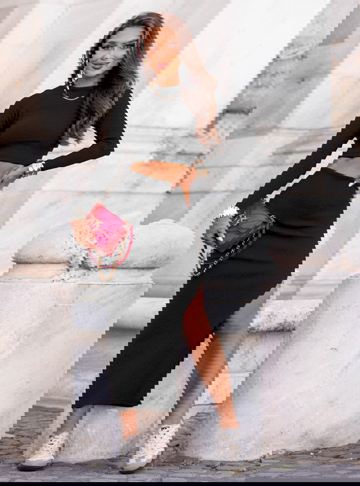 Czarny prążkowany komplet...