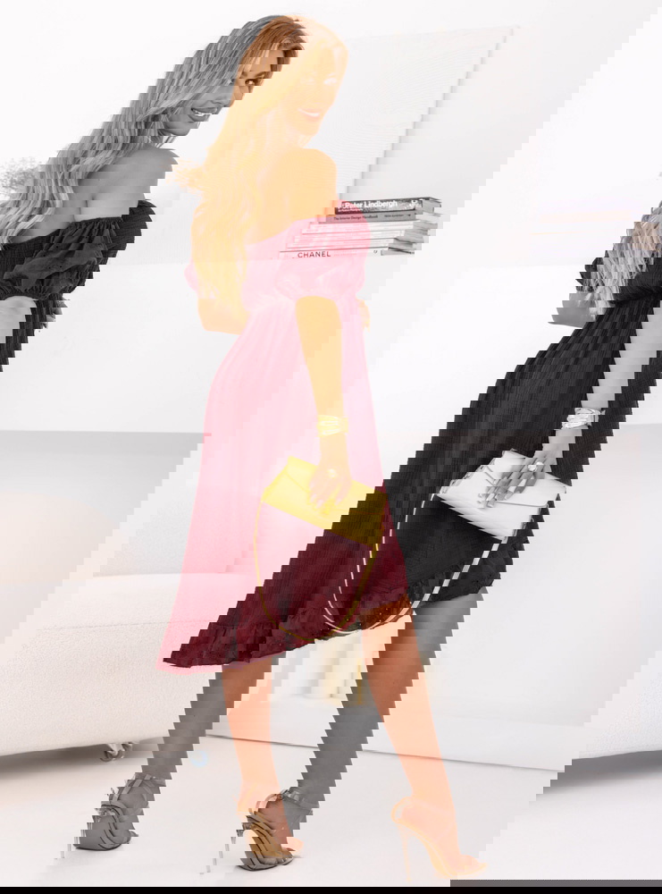 Bordowa muślinowa sukienka typu...