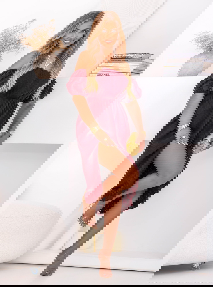 Bordowa muślinowa sukienka typu...