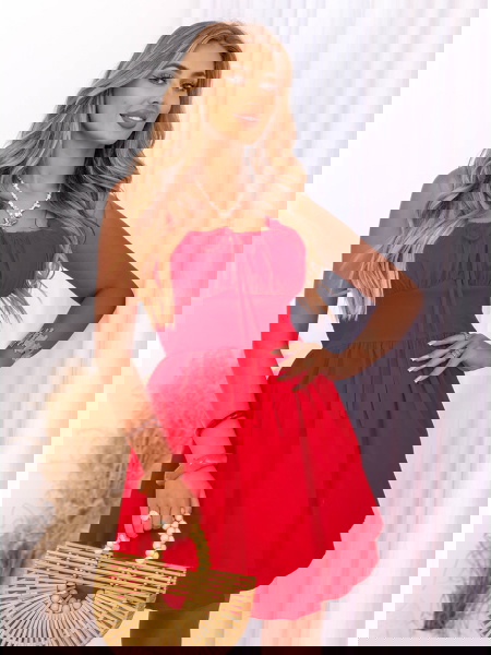 Malinowa sukienka mini na...