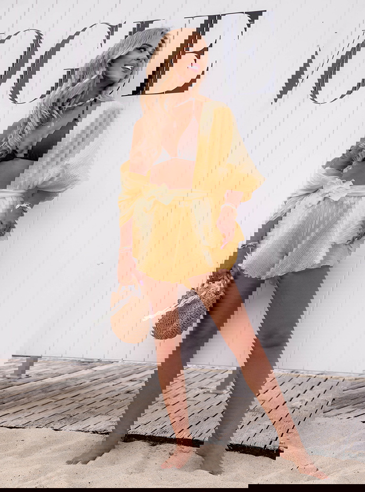 Muślinowy komplet narzutka + spodenki...