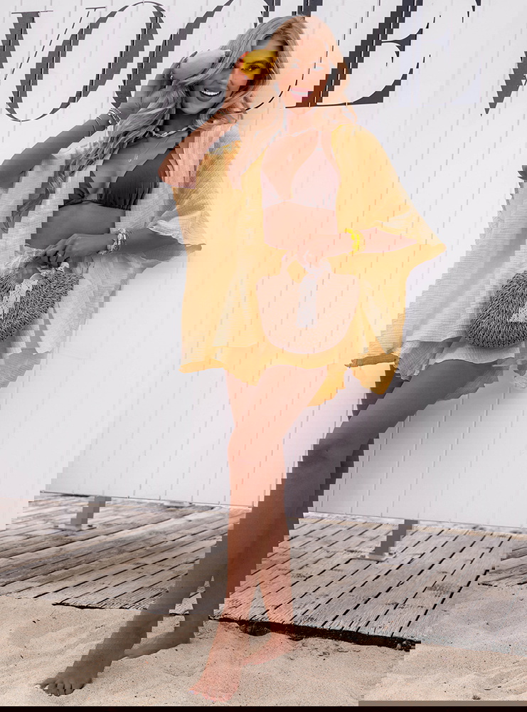 Muślinowy komplet narzutka + spodenki...