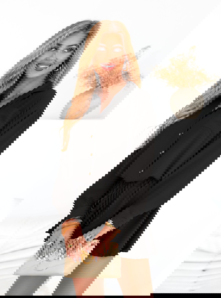 Czarny komplet koszulowy top i...