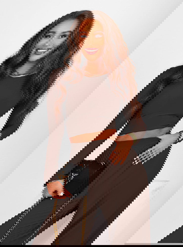 Czekoladowy komplet bluzka i spodnie...