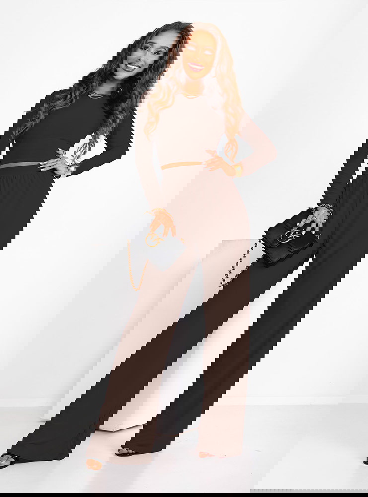 Czekoladowy komplet bluzka i spodnie...