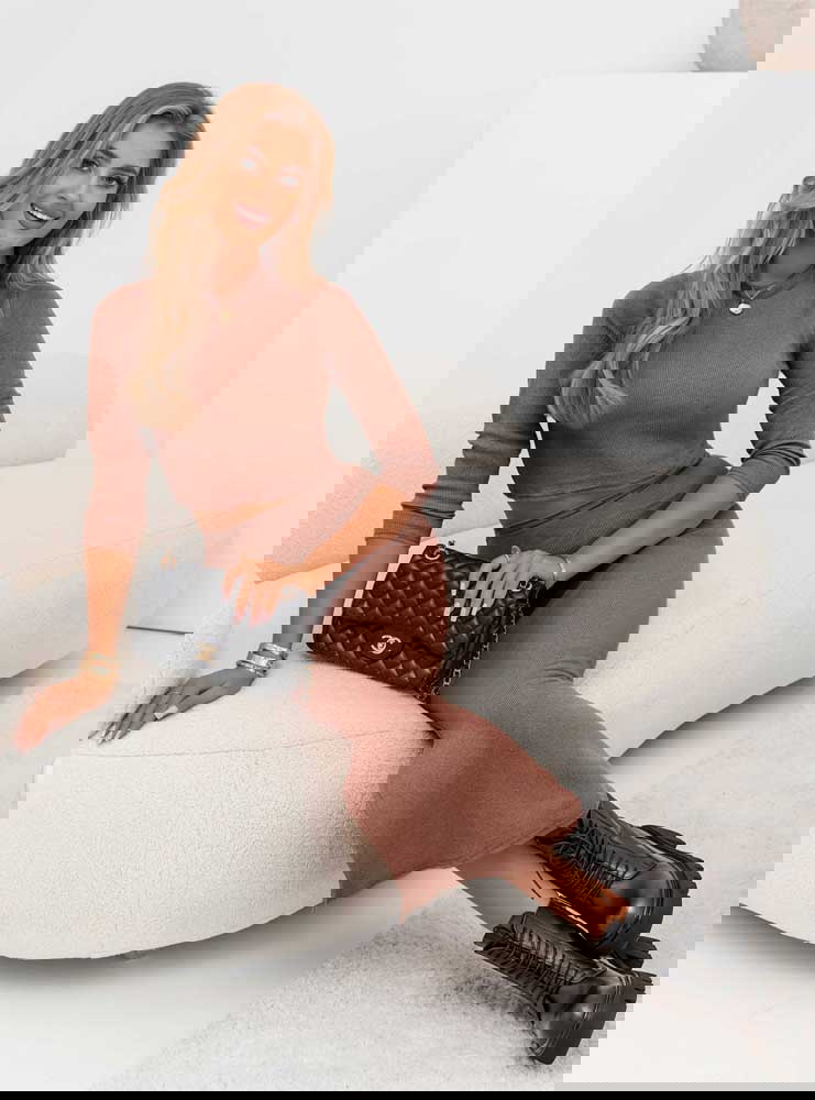 Prążkowany komplet top+spódnica z...