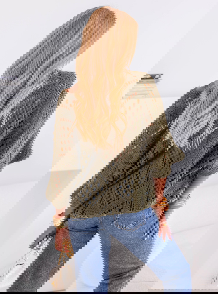 Ażurowy sweter oversize Citlalic - khaki