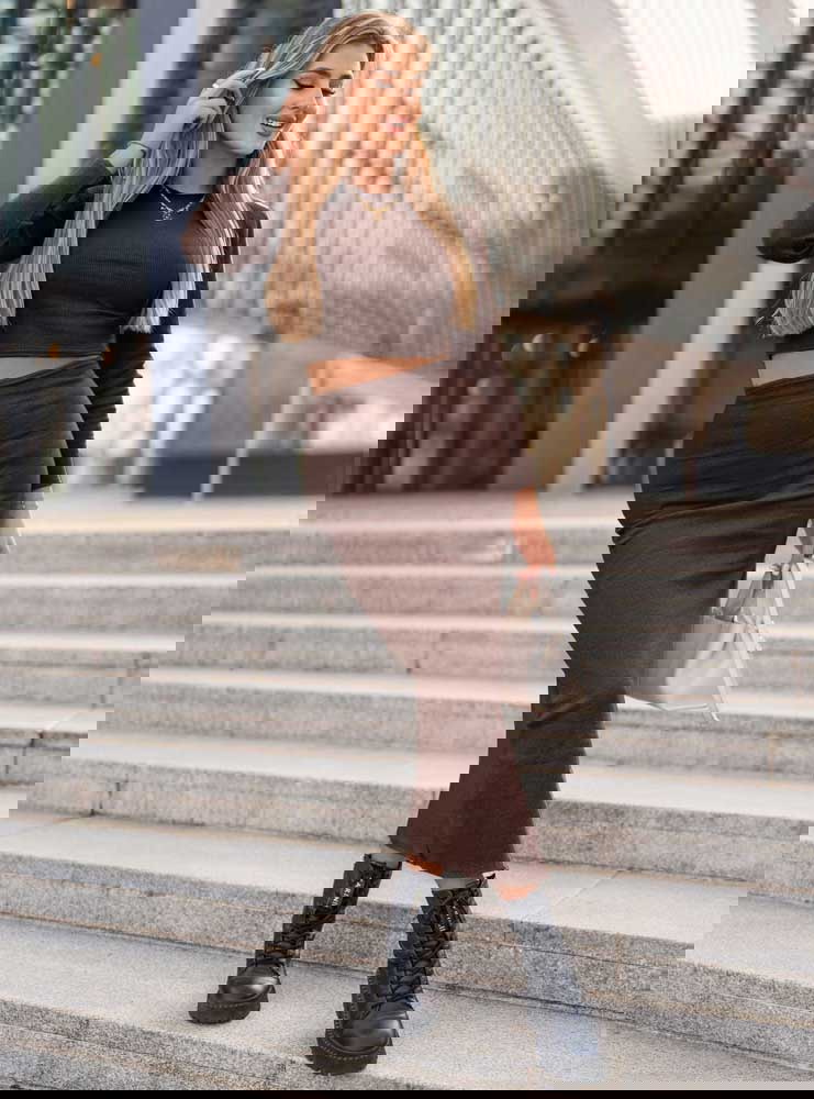 Czekoladowy prążkowany komplet...