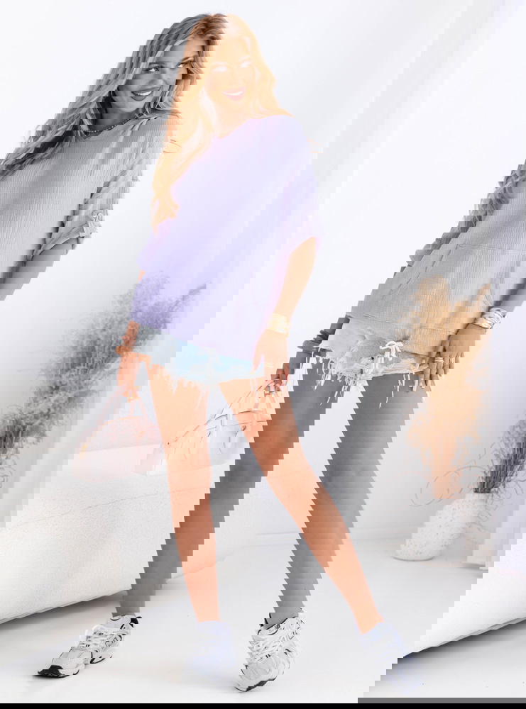 Liliowa muślinowa bluza kangurek z...