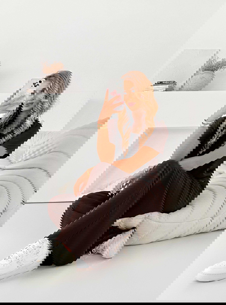 Czekoladowy komplet bluzka z krótkim...