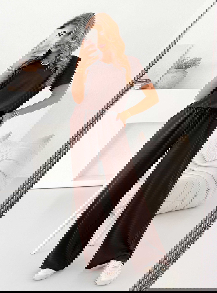 Czekoladowy komplet bluzka z krótkim...