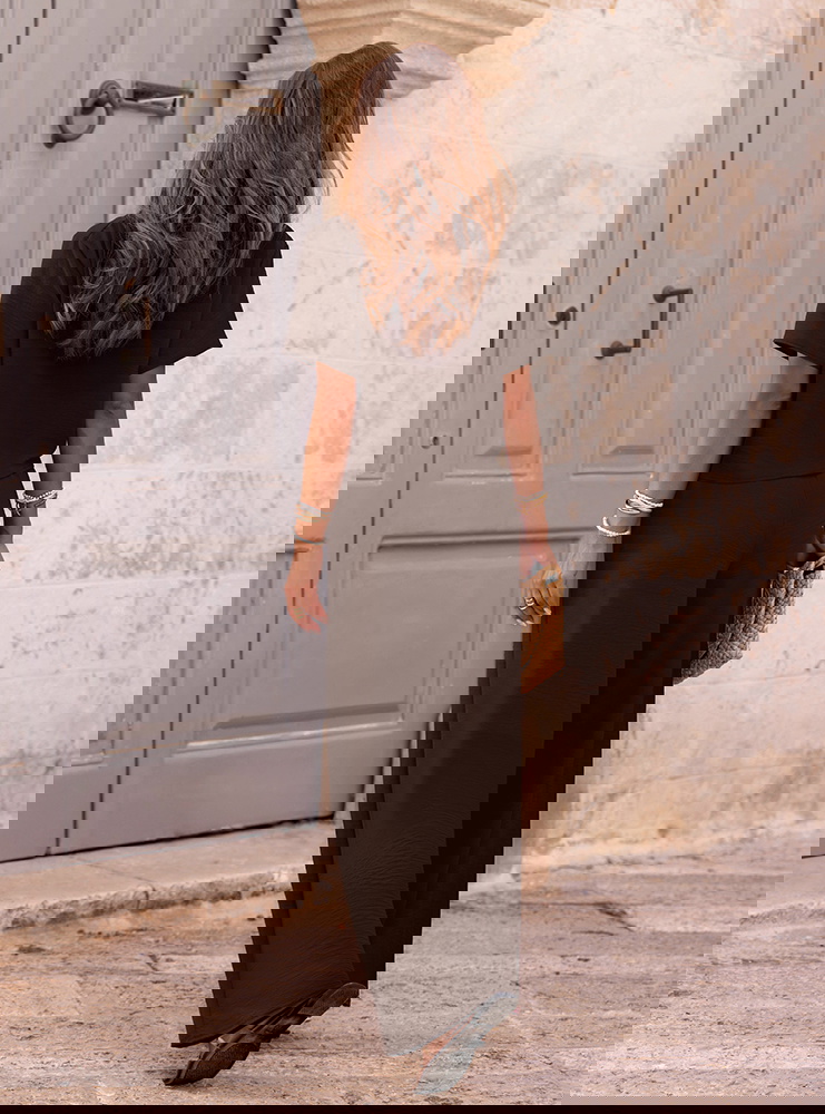 Czekoladowy komplet bluzka z krótkim...