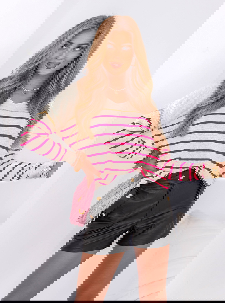 Beżowy sweter w paski Chinyere