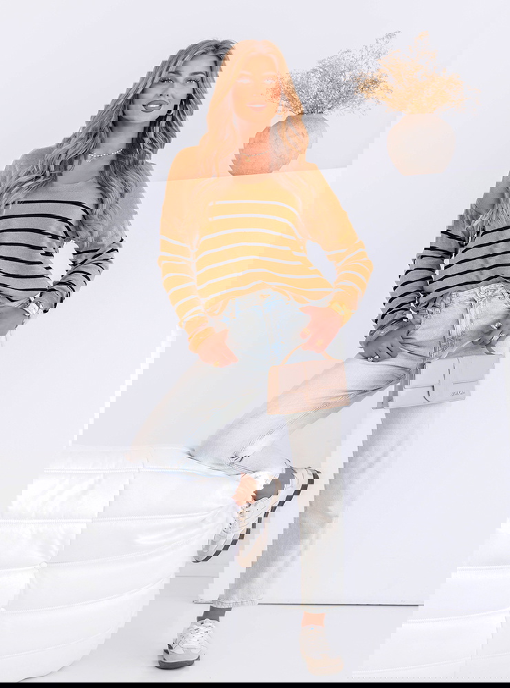 Sweter w paski Chinyere - mocha mousse