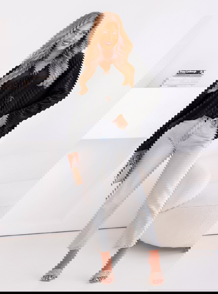 Czarna bluza welurowa z wiązaniem Shanon