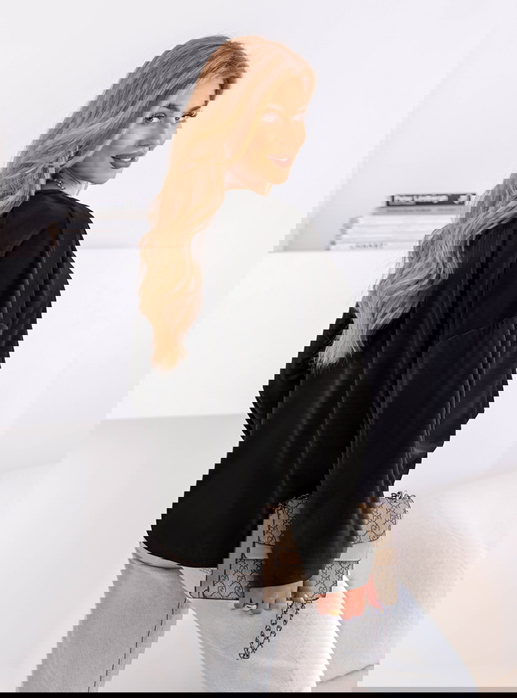 Czarna bluza welurowa z wiązaniem Shanon