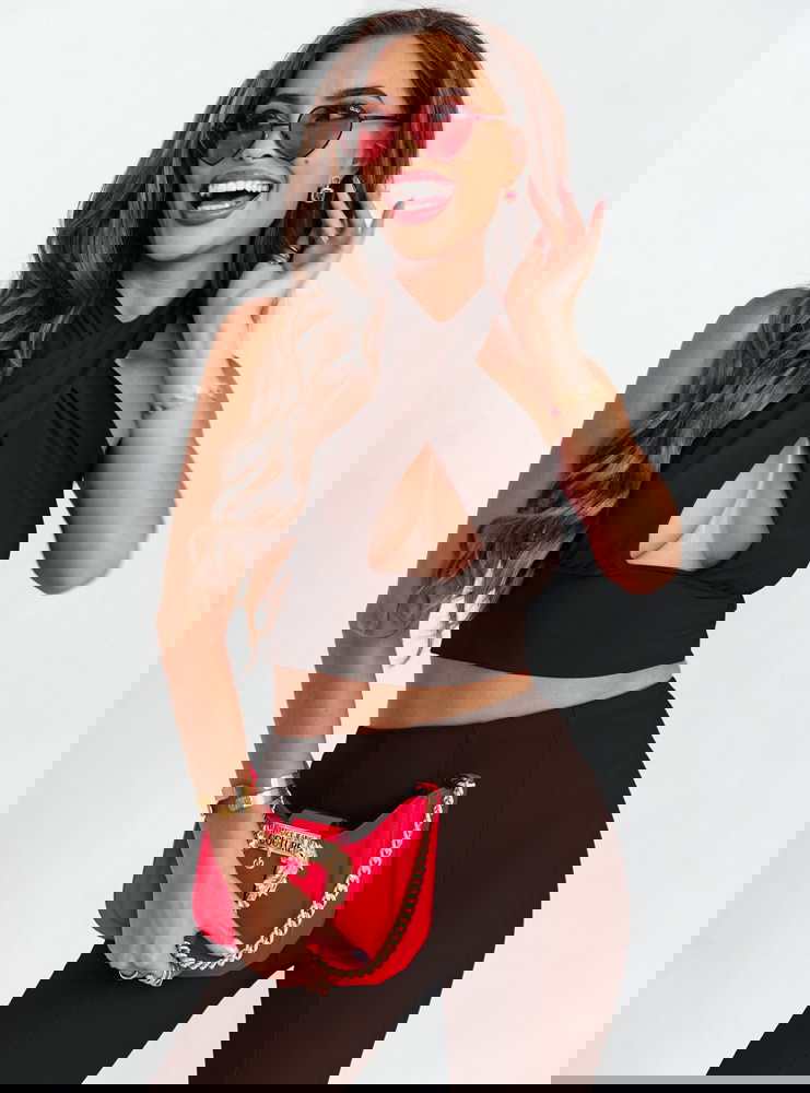 Czekoladowe spodnie typu dzwony z...