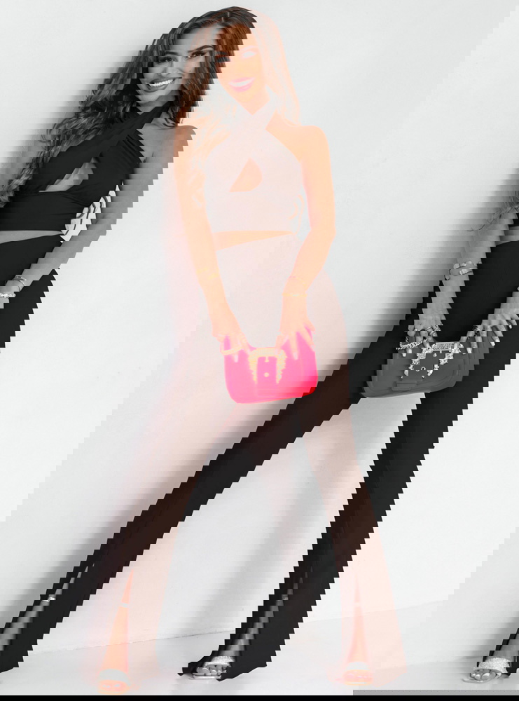 Czekoladowe spodnie typu dzwony z...