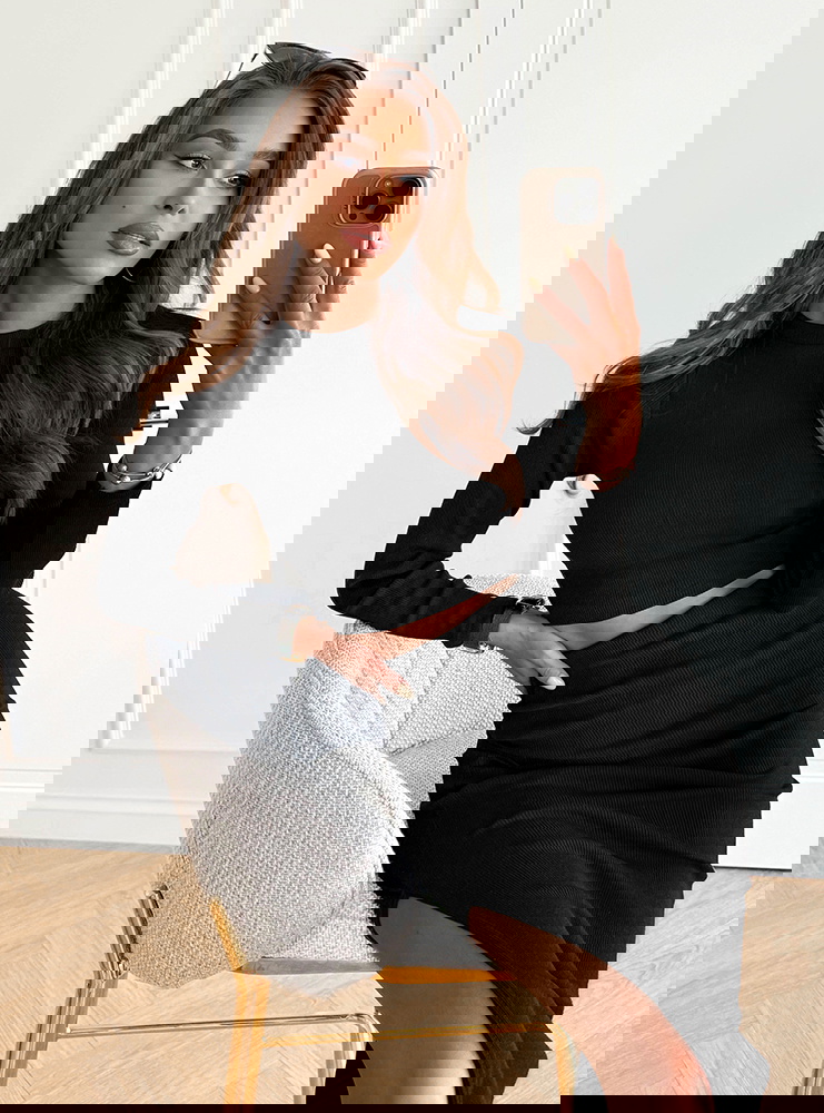 Czarny prążkowany komplet...