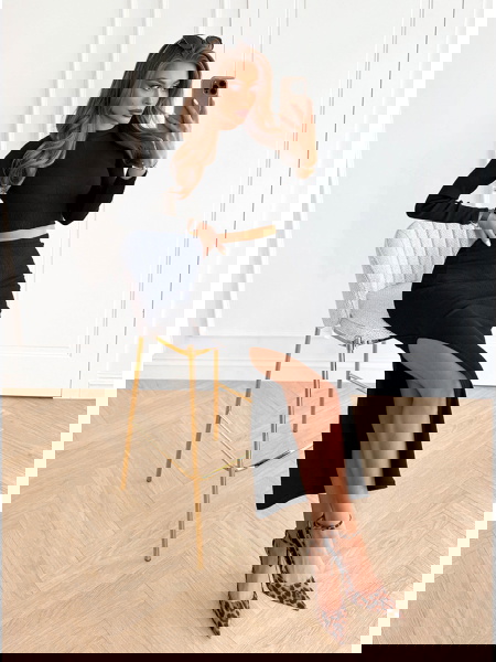 Czarny prążkowany komplet... 2