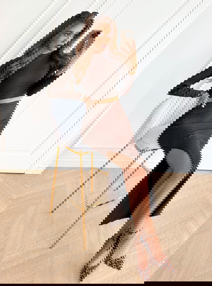 Czekoladowy prążkowany komplet...