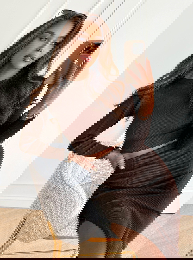 Czekoladowy prążkowany komplet...