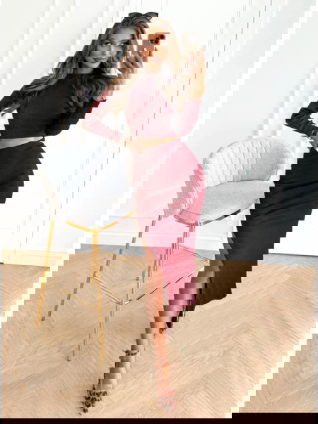 Bordowy prążkowany komplet... 2