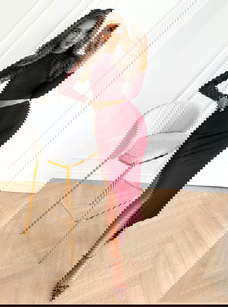 Bordowy prążkowany komplet...