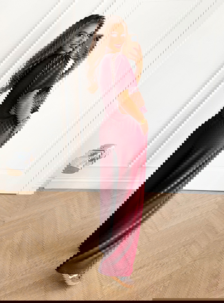 Bordowy komplet bluzka z krótkim...