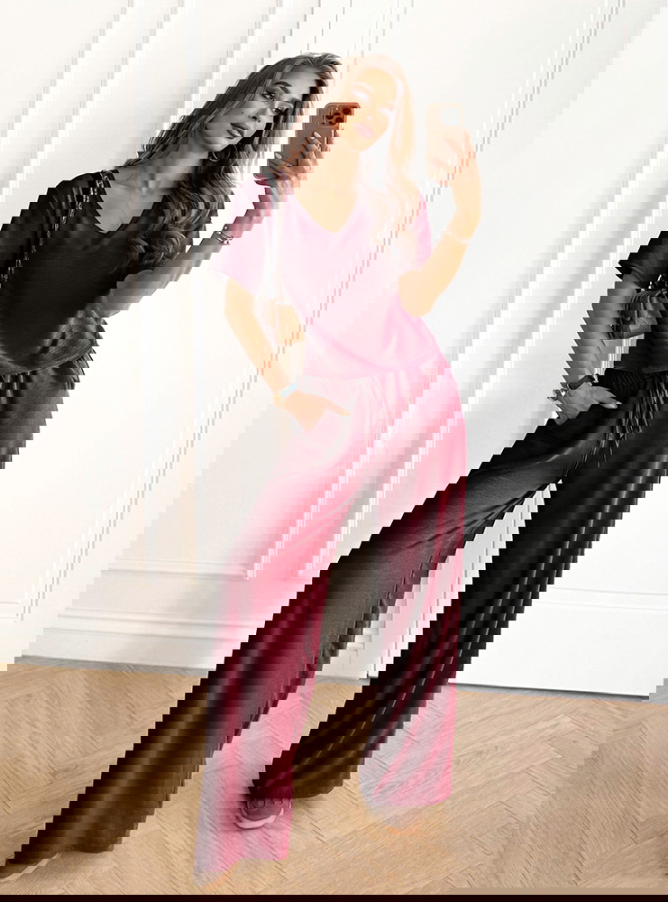 Bordowy komplet bluzka z krótkim...