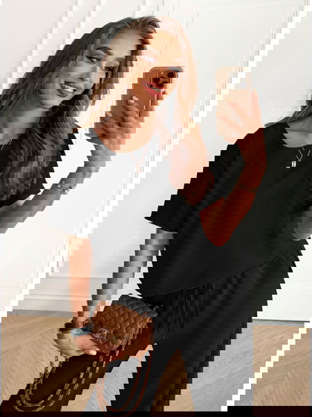 Czarny komplet bluzka z...