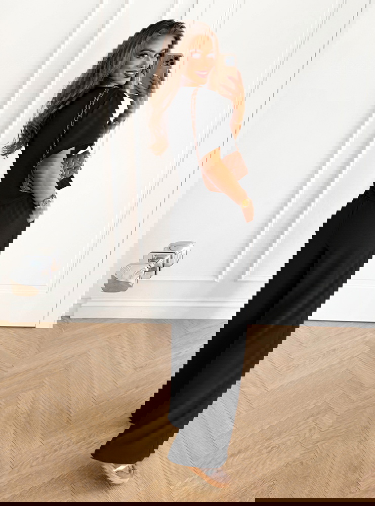 Czarny komplet bluzka z krótkim...