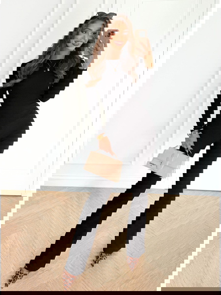 Czarny prążkowany komplet... 2