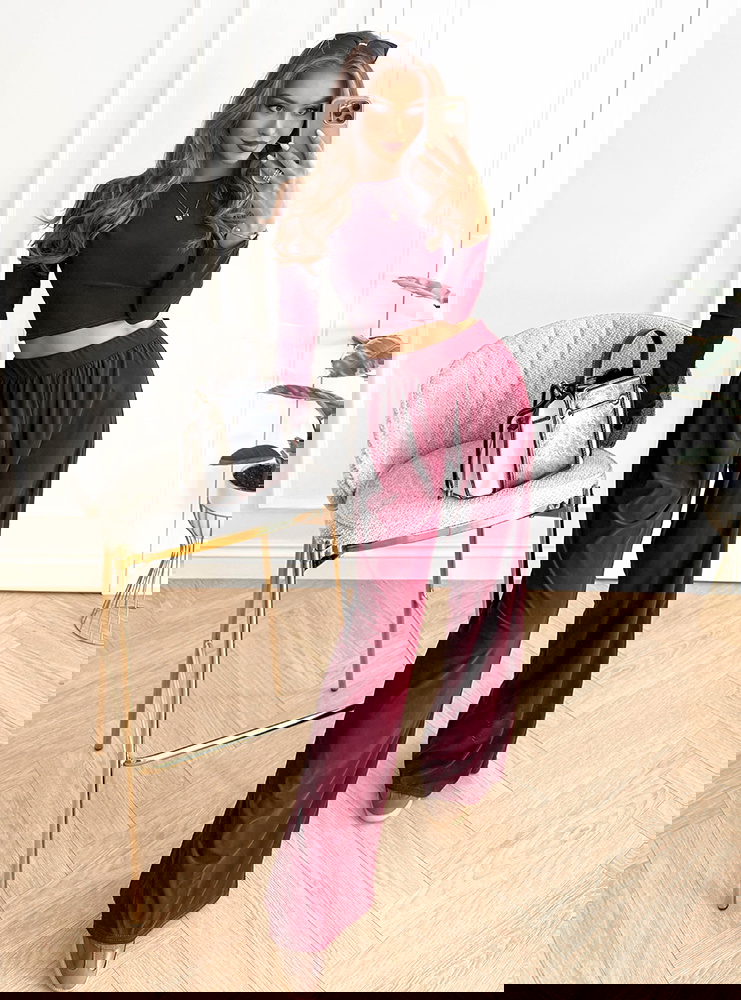 Bordowy komplet bluzka i szerokie...