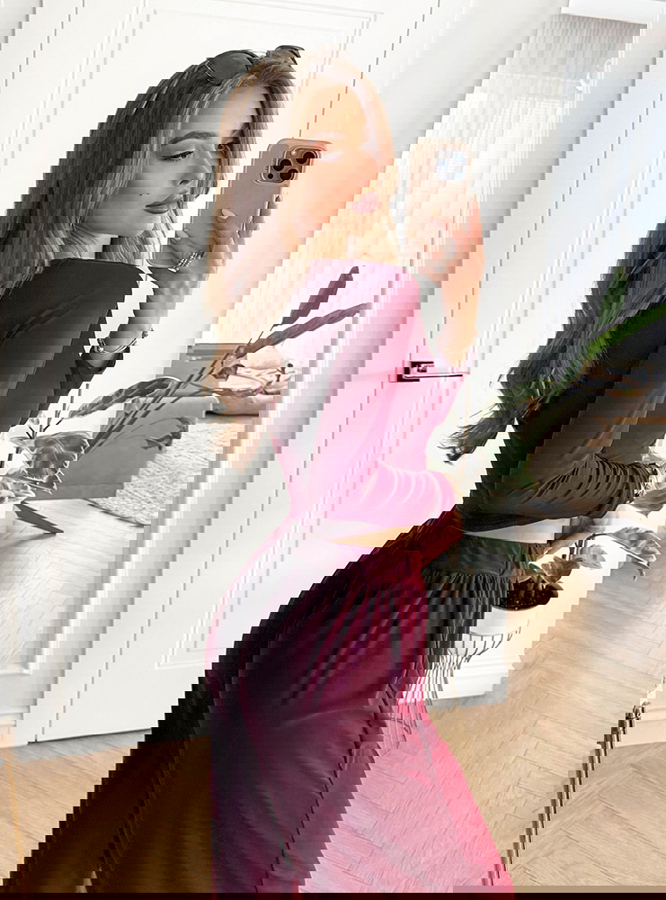 Bordowy komplet bluzka i szerokie...