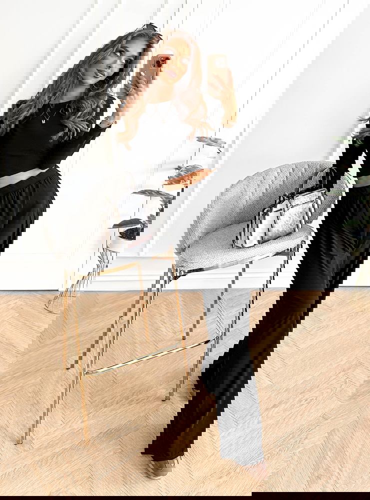 Czarny komplet bluzka i szerokie...