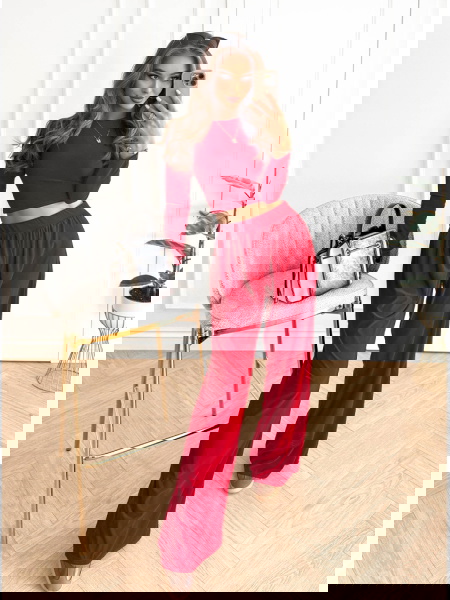 Malinowy komplet bluzka i... 2