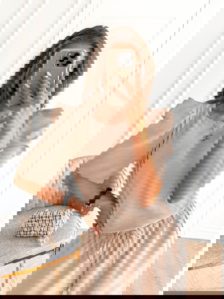 Beżowy komplet bluzka i... 2